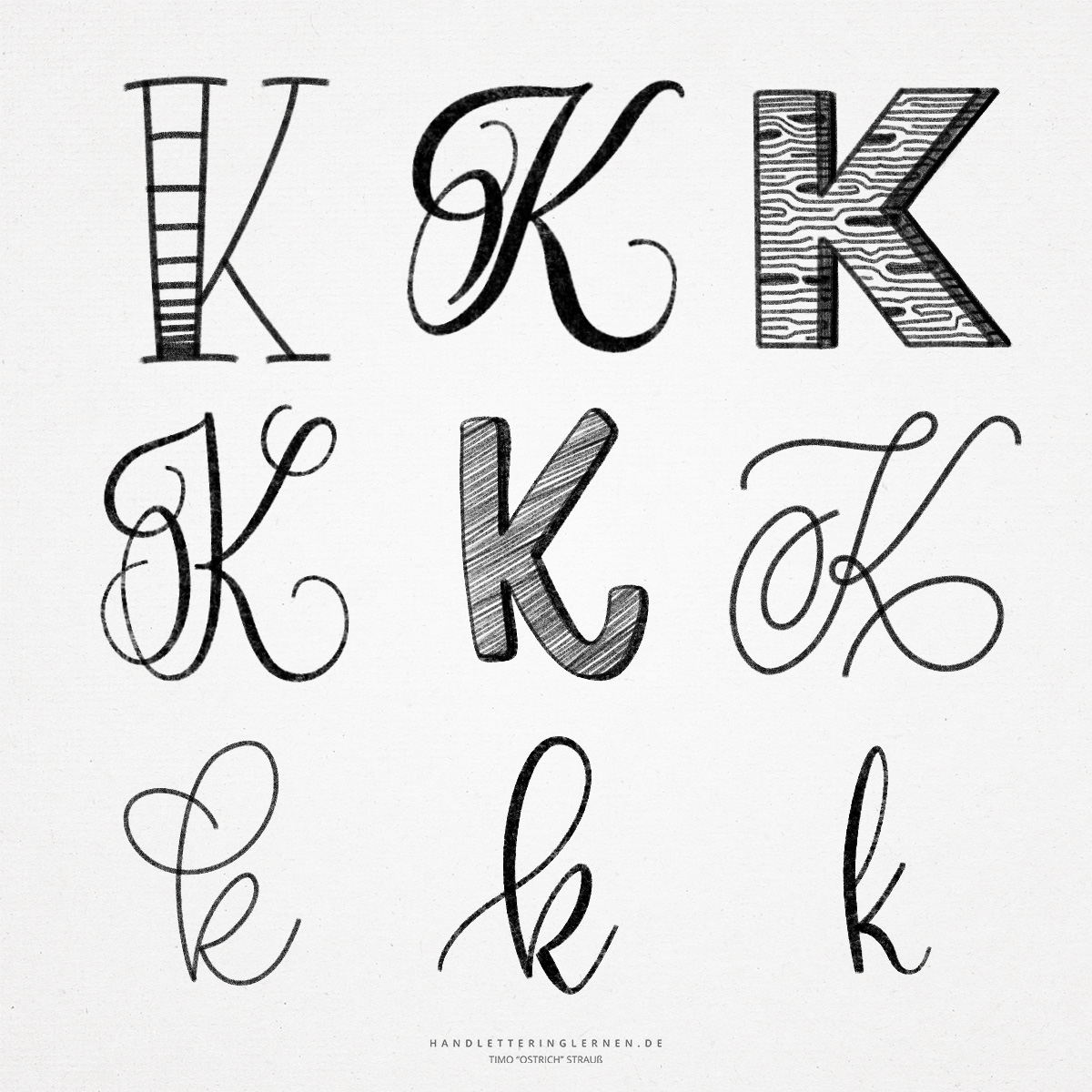 Hand lettering K | 9 ways to draw a &quot;K&quot;