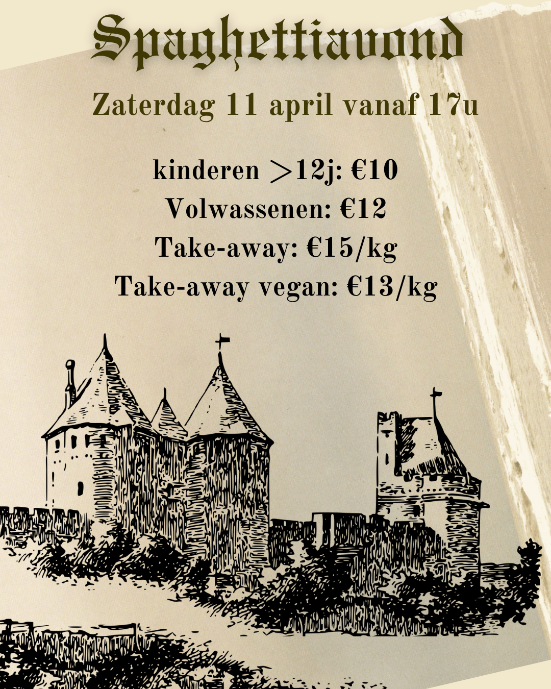 Spaghettiavond givers: 11 april vanaf 17u